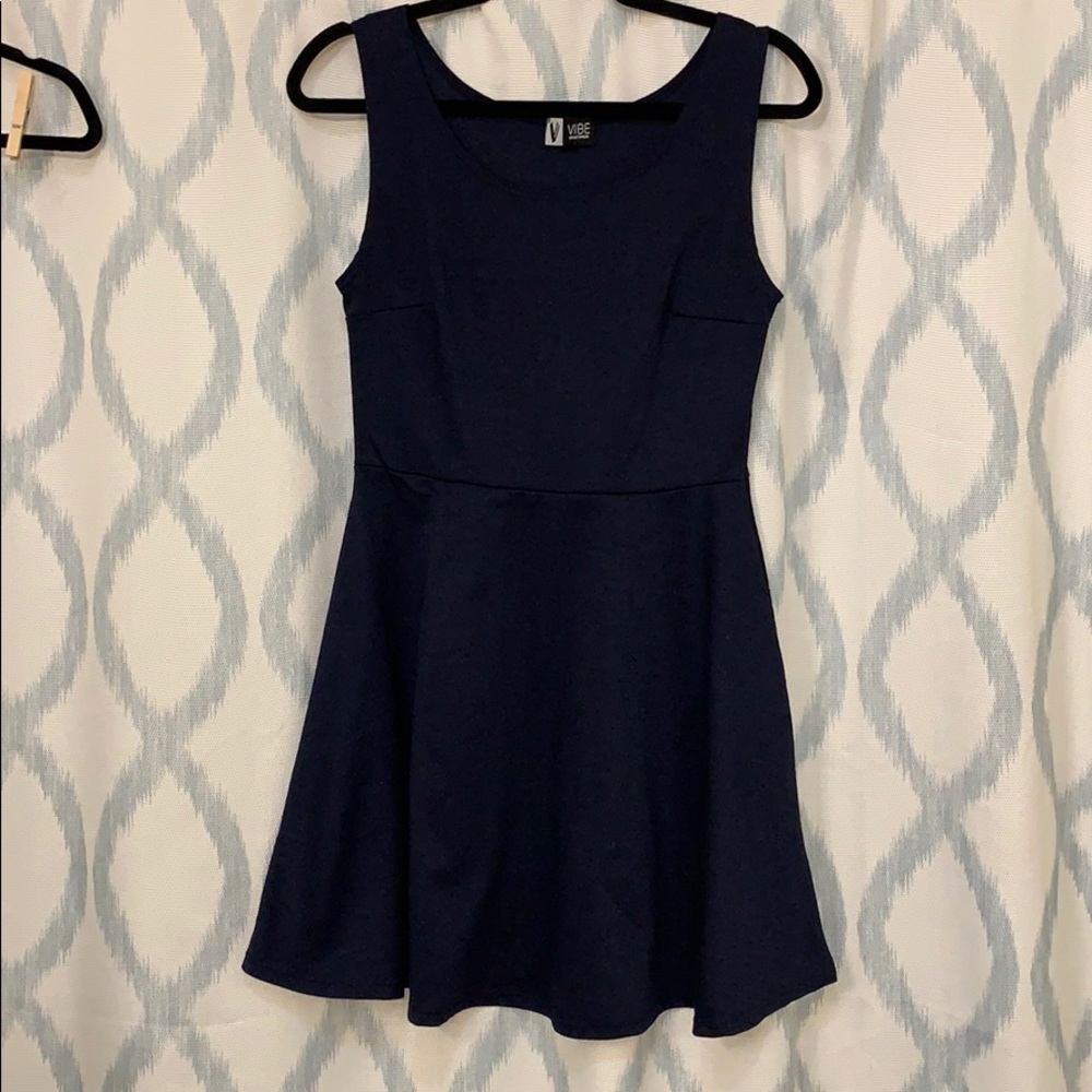 Navy tank top fit and flare/skater dress (L)